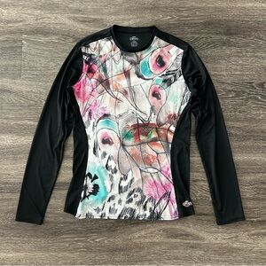 Hot Chillys Sub Print Long Sleeve Base Layer Top Shirt Women’s L Artsy Outdoor